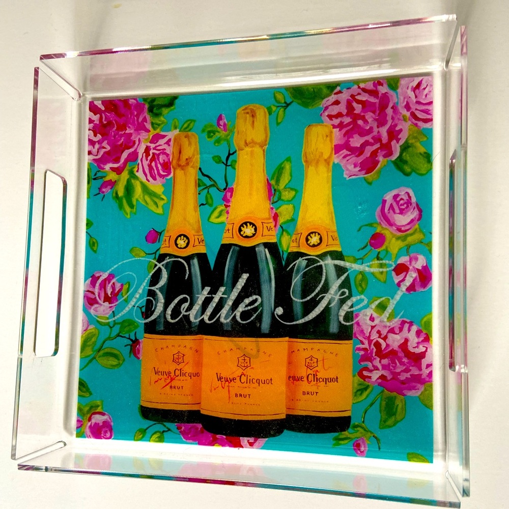 Ashley Longshore Iconic Bottle Fed Tray Signed by Artist. Beautiful Orig. Box.